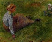 卡米耶 毕沙罗 : Peasant Sitting with Infant